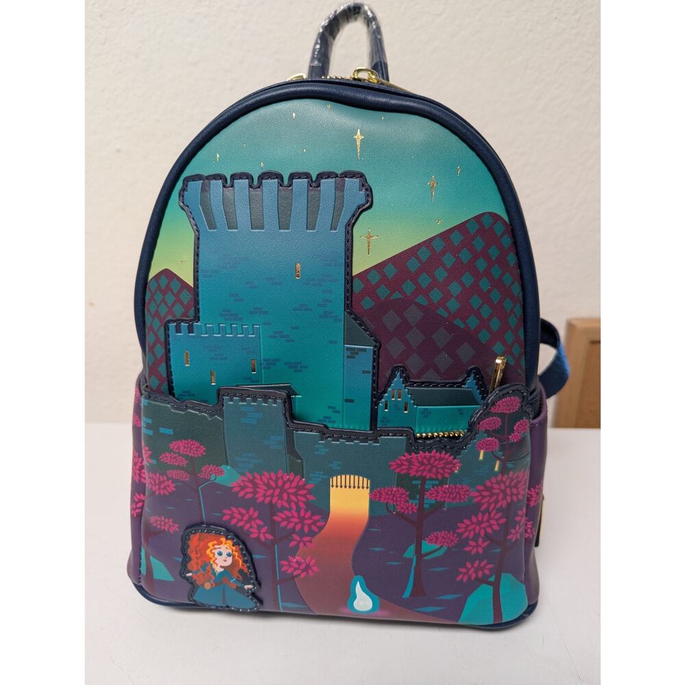 Loungefly Brave Princess Merida Castle Mini Backpack Disney Glow in Dark Wisp